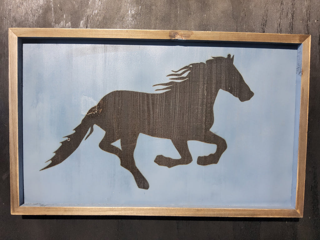 Laser engraved large rustic sign - Horse