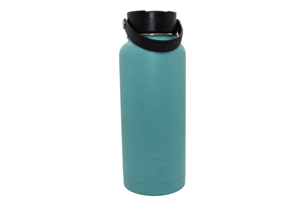 "Image of a 32 oz. RTIC water bottle in teal color, showcasing its sleek design and vibrant hue. The bottle is a stylish and functional accessory for staying hydrated throughout the day."